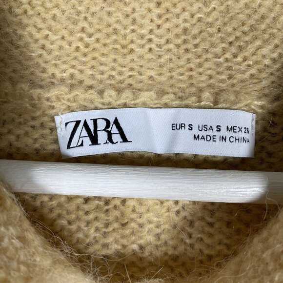 Zara Cropped Sweater Size S Alpaca Wool Blend Knit Peter Pan Collar Blogger Fave - Picture 5 of 12